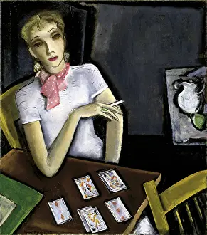 Cigarettes Prints: Girl With Cards