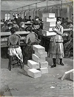 Virginia Prints: Girl Carrying Boxes; Cigarette Factory