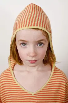 Girl, child, red hair, hooded shirt, portrait