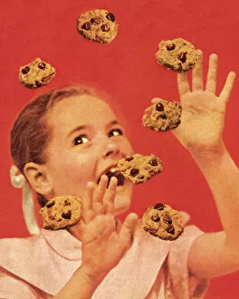 Images Dated 30th November 2016: Girl and Chocolate Chip Cookies