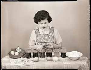 Easter Prints: Girl Coloring Easter Eggs