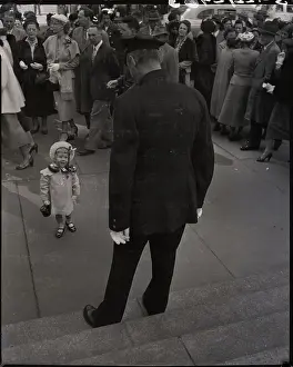 Outfit Prints: Girl In Dress Looking Up At Policeman