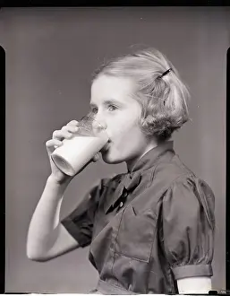 Milk Prints: Girl Drinking Glass of Milk