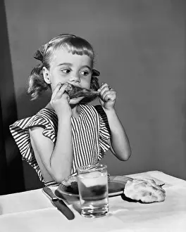 Biscuit Prints: Girl Eating Fried Chicken