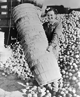 Girl Holding Baskets for Apple Picking