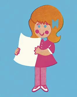 Girl Collection: Girl Holding a Piece of Paper