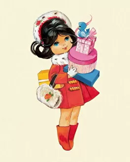 Images Dated 2nd February 2015: Girl Holding Presents