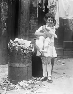 Poliomyelitis Prints: Girl Hugging Stray Cat