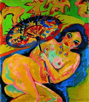 Expressionism Prints: Girl under a Japanese Umbrella, c