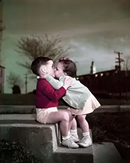Toddler Prints: Girl Kissing Her Brother