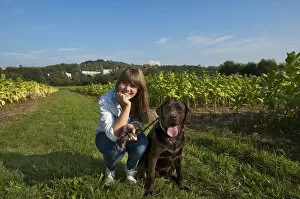 Images Dated 9th September 2014: Girl with her Labrador, Ringsheim, Baden-Wurttemberg, Germany