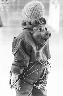 Carnival Prints: Girl with Miss Piggy mask