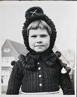 Knitting Prints: Girl Modeling Bonnet Outfit