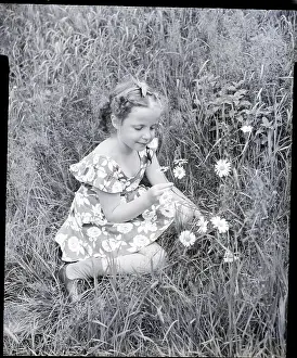 Daisy Prints: Girl Picking Daisies