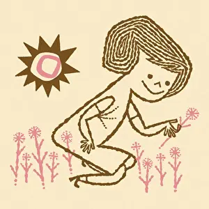 Gardener Prints: Girl Picking Flowers