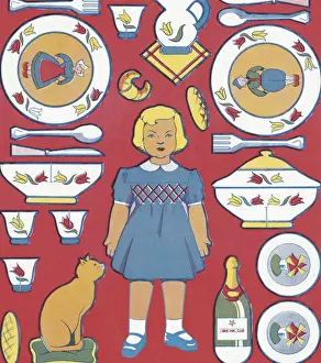 Chil Prints: Girl and Play Dishes