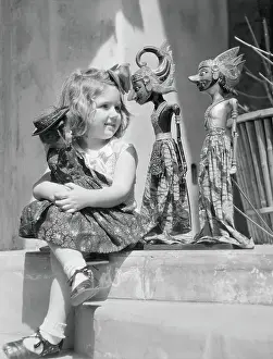 Riverside Prints: Girl Posing with Dolls