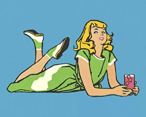 Leisure Time Collection: Girl Relaxing with a Drink