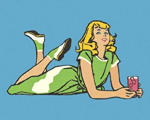 Casual Collection: Girl Relaxing with a Drink