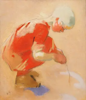 Oil On Canvas Prints: Girl On The Sand