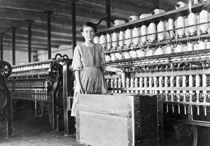 Cloth Prints: Girl Servicing Spindles In Factory