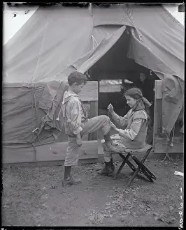 Newark Prints: Girl Sewing Boys Pant Leg