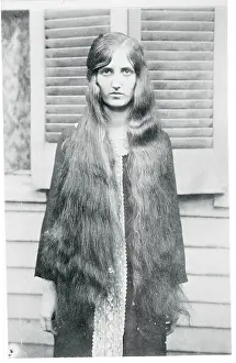 Cincinnati Prints: Girl Showing Off Her Immensely Long Hairstyle
