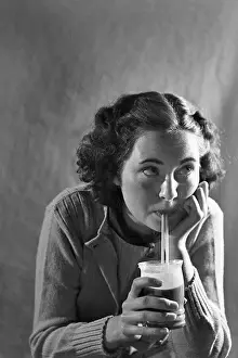 Drinking Straw Prints: Girl Sipping a Soda
