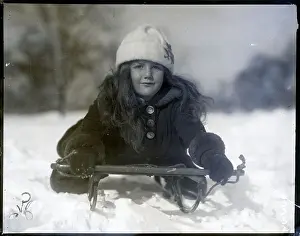 Sled Prints: Girl Sledding In Central Park