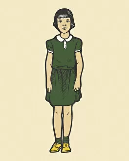 Girl Wearing a Green Dress