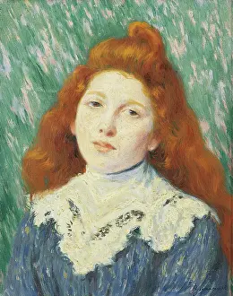 Teenager Prints: Girl with White Small Collar, by Zandomeneghi Federico