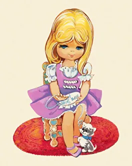 Images Dated 2nd February 2015: Girl Working on Embroidery