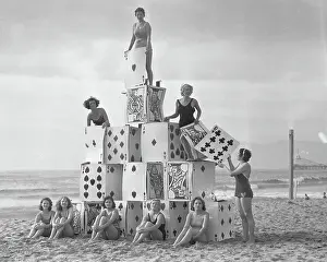 Girls Building Giant House of Cards