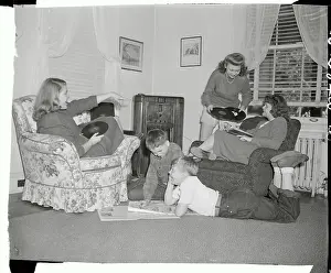 Girls Choosing Records with Boys Reading Comics