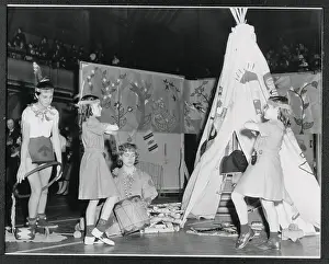 Scout Prints: Girls Dressed Like Indians Dancing