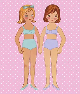 Two Girls Dressed in their Underwear