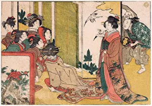 Theatre Prints: Girls entertained by performers