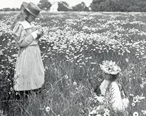 Daisy Prints: Two Girls in Field of Daisies