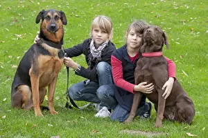 Eight To Ten Prints: Girls with German Shepherd mix and Labrador