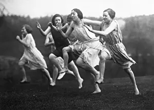 Cincinnati Prints: Girls in Grecian Costumes Running 100 Yard Dash