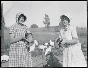 Girls Holding their Birds after Cockfight 1922