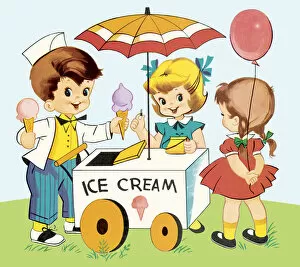 Images Dated 3rd May 2017: Girls at an Ice Cream Cart