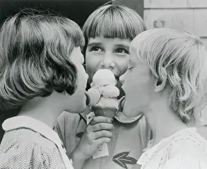 Ice Cream Prints: Girls Licking Ice Cream