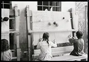 Damascus Prints: Girls At Looms In Rug Factory