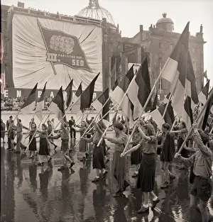 Girls Marching in Communist Parade