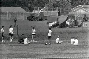 Gloria Ray Prints: Girls Playing Softball in Field