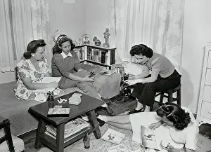 Girls Sitting Around Room Talking
