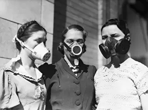 Breathing Prints: Three Girls Wearing Masks For Breathing
