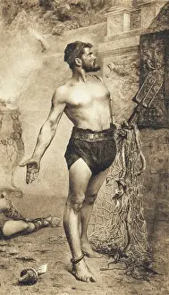 Survival Prints: Gladiator Poised Victoriously near Slain Enemy