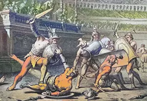 Aggressive Prints: Gladiators fighting in the arena at Pompeii